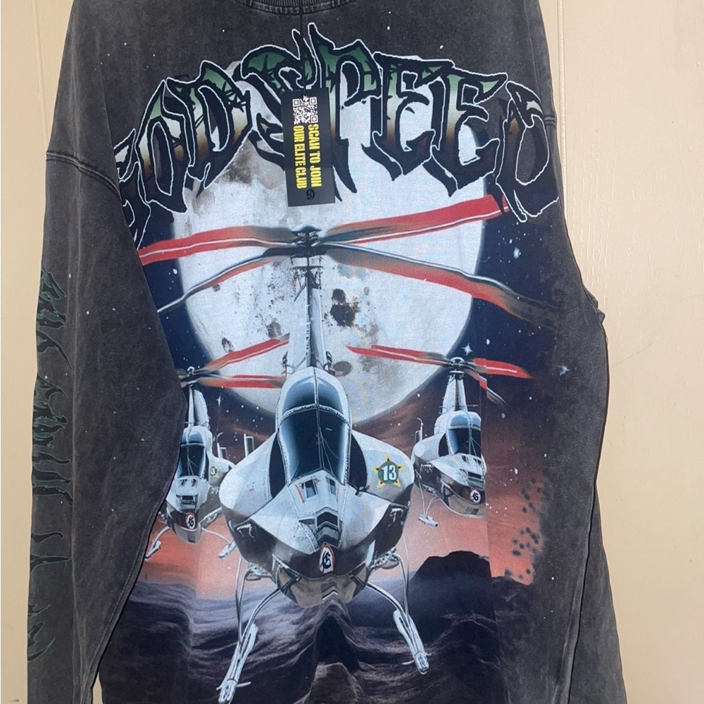 Godspeed Air Strike Helicopter Long Sleeve tee shirt